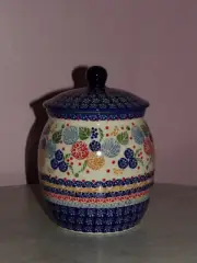 Polish Pottery 3 L Coffee/Cookie Canister! UNIKAT Signature Paper Lanterns!