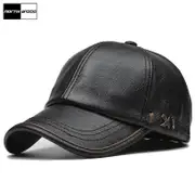 [NORTHWOOD]PU Leather Baseball Cap Winter Cap Men Snapback Hat Mens Trucker Cap Dad Hat Leather Cap black 55-60 cm