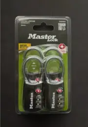 Master Lock 30mm Combination TSA 4 pack Padlocks, Black 4688QAU