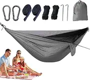Hammock with Fly Net - Backpacking Sleeping Netting - Foldable Hammock with Fly Mesh for Outdoor Backpacking Backyard Hiking