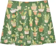 [FRODOTGV] Sprouting Cacti Spring Green Girls Tennis Skirts with Built in Shorts Running Skirt for Girl Kids Pleated Skirt