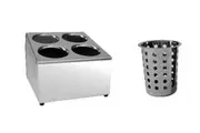 CATERCHEF STAINLESS STEEL CUTLERY HOLDER WITH BASKETS - 4 HOLES SQUARE