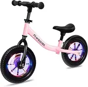 Flwrgirl Balance Bike 2 Year Old,Colorful Lighting Toddler Balance Bike 2 3 4 5 Year Old,Adjustable Height Toys for Ages 2-4 Boys Girls,12 Inch 2 3 4 Year Old Boy Girl Birthday Gift