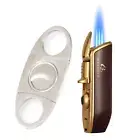 Galiner 3 Jet Flame Cigar Torch Lighter and Cutter Butane Refillable BBQ Gift