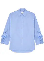 3.1 Phillip Lim Ruffle-trimmed Cotton-blend Poplin Shirt - Blue - M (UK12 / M) M (UK12 / M)