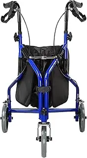 [LUCEAE] Foldable 3-Wheel Tri Mobility Walker, Wheeled Mobility Walker with Seat & Bag, Folding Rollator Walker, Comfortable Mobility Aid for Elderly and Handicapped Users