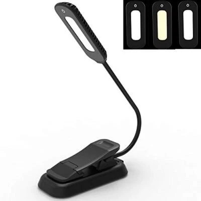 Book Light, 12 LED USB Rechargeable Reading Light with 3-Level Brightness for