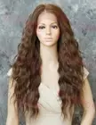 Light Brown/Blonde Long Wavy Heat OK Lace Front/Top Human Hair Blend Wig EVEC