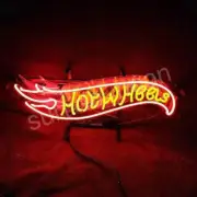 Hot Whe*ls in Yellow Neon Sign Open Custom Man Cave Party Artwork Visual 20"