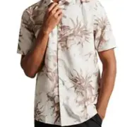 Ted Baker Belmar Short Sleeve Linen Blend Floral Shirt, Men's Size S, NWT