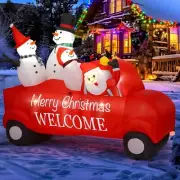 Christmas Santa Driving Car Snowman Airblown Inflatable Decor Blow Up Holiday