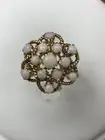 Vintage 14K Yellow Gold Opal Dome Cluster Cocktail Ring Size 7.25