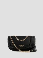GUESS Women's Black Tatum Convertible Crossbody Flap Bag
