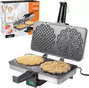 Masterchef Pizzelle Maker - Non-Stick Electric Cookie Baker Press, Make Two Home