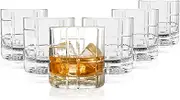 LEMONSODA Premium Double Rock Old Fashioned Whiskey Glass Tumbler - Set of 6-12oz - Perfect for Cocktails, Scotch, Whiskey, Bourbon and Cognac - For Gifts, Parties (Checkered)