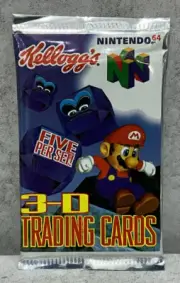 Kellogg's 1996 Nintendo 64 3-D Mario Bros SEALED Pack Of 5 Trading Cards