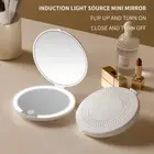 White LED Travel Makeup Mirror Rechargeable Compact Mirror with 3 Color Lights 1