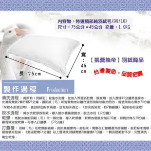【凱蕾絲帝】台灣製造2入-90%純羽絨帝王級羽絨枕(立體純棉60支紗防絨布)