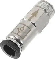 X AUTOHAUX Push to Connect Air Fittings 25/64" Quick Plug Check Valve Plastic Metal 16mm / 3/8" BSPT 1 Pc Black Silver Tone