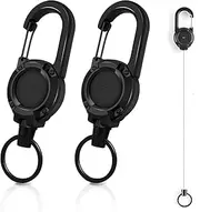 [TEOZBLU] 2 Pezzi Vicloon Heavy Duty Retractable Keychain, Retractable Keychain, Lanyard Extendable with 60cm Steel Cord