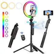 Auto Face Tracking 360 Rotation with 10" RGB Ring Light, Phone Tripod & Selfi...
