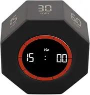 Cube Timer, Rotation Pomodoro Timer, Desk Productivity, with G Sensor for Task Work Study Kitchen 1 3 5 15 30 60 90min Custom Countdown (Black)