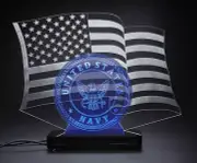 Man Cave, United States Navy, Flag, Led Desktop/Bar Top Lamp