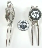 NCAA Golf Divot Repair Tool Beltclip w/ Ballmark Silver Villanova Wildcats