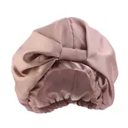 Women Satin Sleeping Cap Wrap Hair Bonnet Turban Elastic Headwear - Khaki