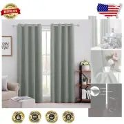 Luxurious Greyish Green Room Darkening Curtains - 84" Long 100% Polyester Fabric