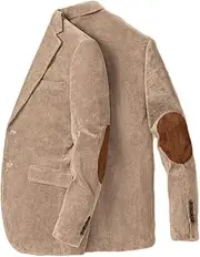 [ONAXTDA] Men's Corduroy Blazer with Elbow Patch Business Casual Jacket Spring Fall Sport Coats