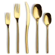 20-Piece Gold Silverware Set for 4,Modern 18/10 Stainless Steel Flatware Set,...
