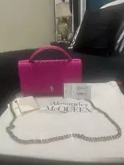 Alexander McQueen Fuscia Pink Leather Top Handle/Crossbody Chain Bag