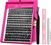 VEYESBEAUTY Lash Clusters Kit Individual Fluffy Lash Extensions Kit 3D Layered Volume Eyelashes Thin & Invisible Band Lash Tray 10-18mm Mixed Length, Xtreme Kit with Bond&Seal and Remover Applicator