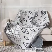 CottonMore Slub PolyCotton Knitted Blanket Argyle Pattern Sofa Bed Leisure Throw Rug 180x230cm