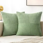 Corduroy Pillow Covers Pack of 2 Boho 16" x 16" (Pack of 2) Sage Green