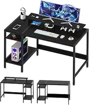 Computer Desk with Reversible Storage Shelves, 100 * 45 * 76cm, Corner Desk with Monitor Stand, Home Office Desk, Modern Simple Writing Table