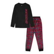 Wonder Nation Boys Long Sleeve Shirt and Pant Pajama Set, 2-Piece, 8 Husky