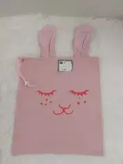 Spring/Easter Pink Cloth Gift Bag W/Bunny Face & Gingham Ears W/Drawstring BNWT!