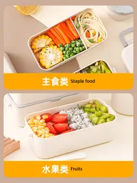 在飛比找松果購物優惠-日式風格雙層便當盒上班族可微波加熱專用分格套裝餐盒帶飯神器 