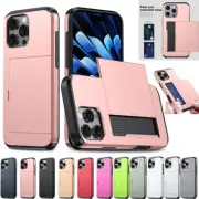 For iPhone16 e 15 14 13 12 11 Pro Max Plus Shockproof Case Slide Card Slot Cover