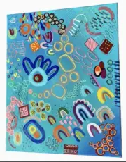 Original Teal Abstract Painting 16x20" Stretched Canvas By Jamie Freier