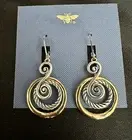 Two Tone Spiral Drop Earrings Lightweight/ Lever back