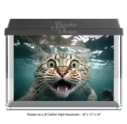 Funny Scared Striped Cat Polyester Fish Tank Glass Backdrop Aquarium Background