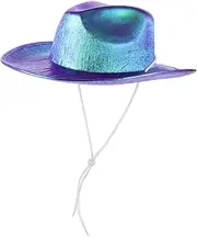 [WRITWAA] Cowgirl Hat Sparkly Detail Stylish Sun Hat for Outdoor Activities Fashionable for Ages Purple