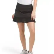 new Tommy Bahamas pull On Skort Skirt Double Layer Mesh Flounce Black Size Small
