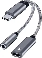 Samsung Galaxy S23 Headphone Adapter, USB C to AUX Mic Jack with PD 60W Fast Charging for Stereo, Earphones, Compatible with Samsung Galaxy S23/S23+/S23 Ultra/S22/S22+, Google Pixel 7/6