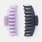 2 Pack Navy and Lilac Barrel Claw Hair Clips