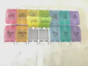 Weekly Pill Organizer Twice a Day 7 days AM PM Medicine Push Button Open NEW