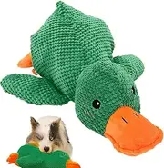 Calming Duck Dog Toy,Quack-Quack Duck Dog Toy,The Mellow Dog Duck, Dogs Emotional Support Duck Pillow,Crinkle Squeaky Plush Stuffed Duck Dog Chew Toys for Dogs Indoor Puppy -Green